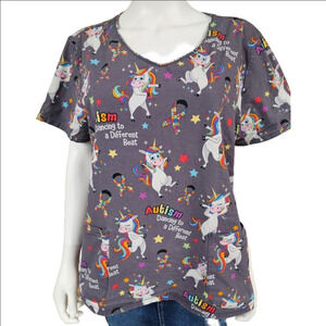Dickies Short Sleeve V-Neck Autism Inspired Scrub Top Size XL